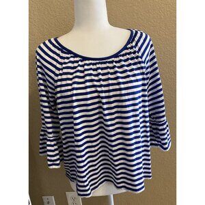 Michael Kors blue and white striped women's L pullover top